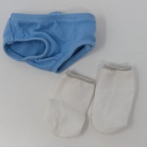 American Girl Doll Blue Underwear Socks White Grey